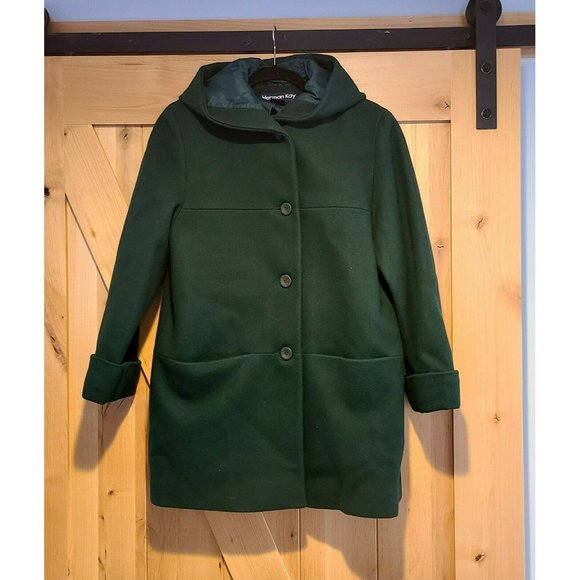 Herman Kay Jackets & Blazers - HERMAN KAY Vtg Wool Jacket Coat Overcoat Parka Women's size M Green Hooded